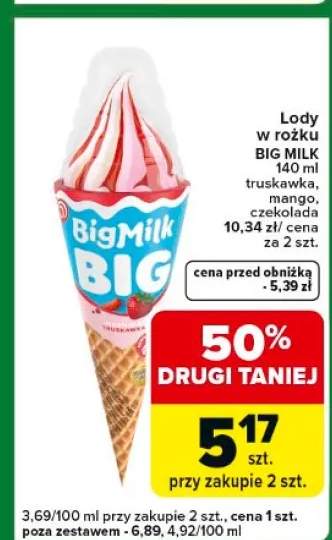 Lody w rożku Big Milk