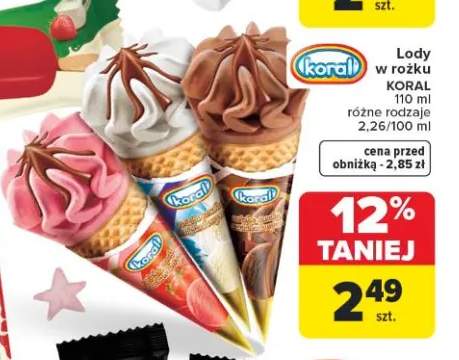 Lody w rożku Koral