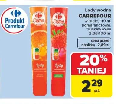 Lody wodne w tubie pomarańczowe Carrefour