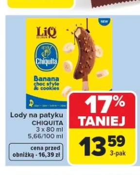 Lody na patyku Chiquita Banana choc style & cookies 3-pak 80ml