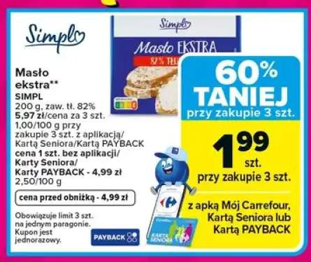 Masło ekstra SIMPL zaw. tł. 82%