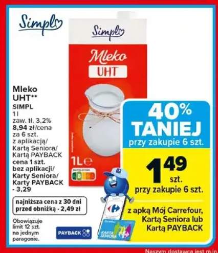 Mleko UHT SIMPL zaw. tł. 3,2%