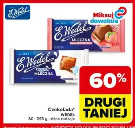 Czekolada mleczna biała brzoskwinia E.Wedel
