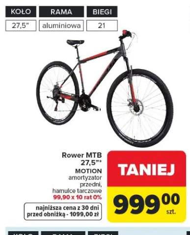Rower MTB MOTION 27,5" amortyzator przedni hamulce tarczowe