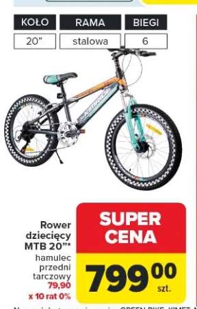 Rower dziecięcy MTB KIMRIDE 20" hamulec przedni tarczowy
