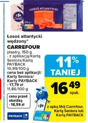 Łosoś atlantycki wędzony plastry Carrefour