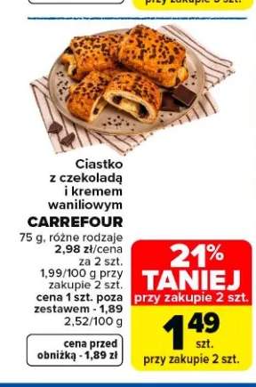 Ciastko z czekoladą i kremem waniliowym Carrefour