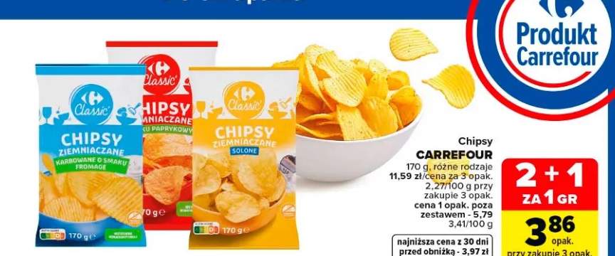 Chipsy ziemniaczane karbowane o smaku fromage Carrefour