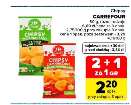 Chipsy ziemniaczane o smaku zielonej cebulki Carrefour
