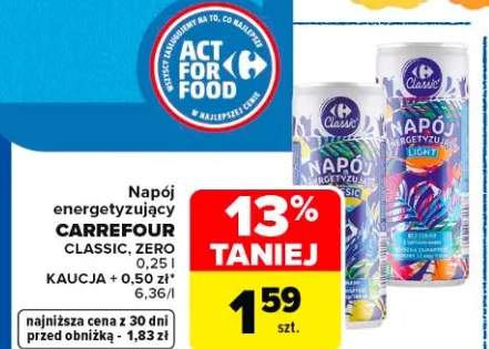 Napój energetyzujący CARREFOUR CLASSIC 0,25l