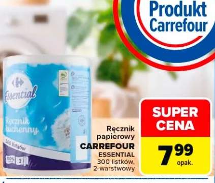 Ręcznik papierowy CARREFOUR ESSENTIAL 300 listków 2-warstwowy
