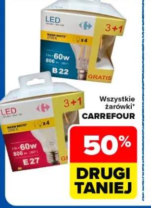 Żarówki Carrefour B22 60W 806lm Warm White 4-pak