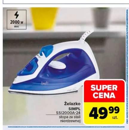 Żelazko SIMPL SSI2000A-24 stopa ze stali nierdzewnej 2000W