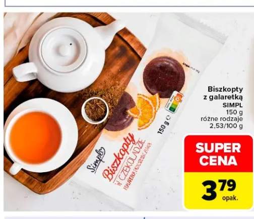 Biszkopty w czekoladzie z galaretką o smaku pomarańczowym Simpl