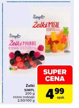 Żelki Malinki o smaku malinowym Simpl