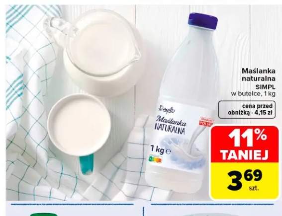 Maślanka naturalna SIMPL w butelce