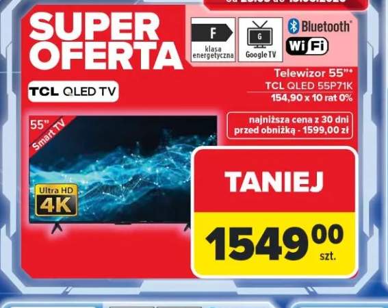 Telewizor 55" TCL QLED 55P71K Smart TV Ultra HD 4K