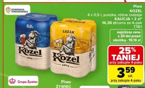 Piwo Kozel Ležák 4-pak 0,5l