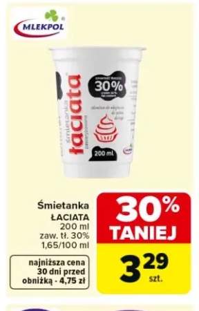 Śmietanka ŁACIATA zaw. tł. 30%