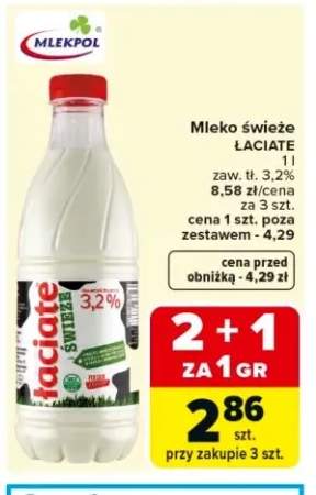 Mleko świeże ŁACIATA zaw. tł. 3,2%