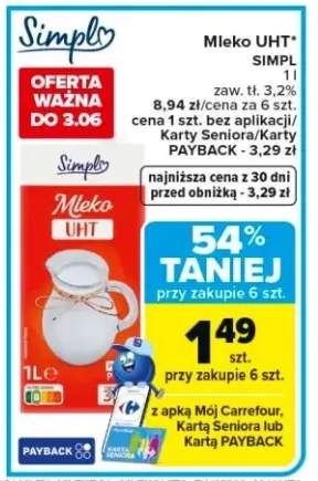 Mleko UHT SIMPL zaw. tł. 3,2%