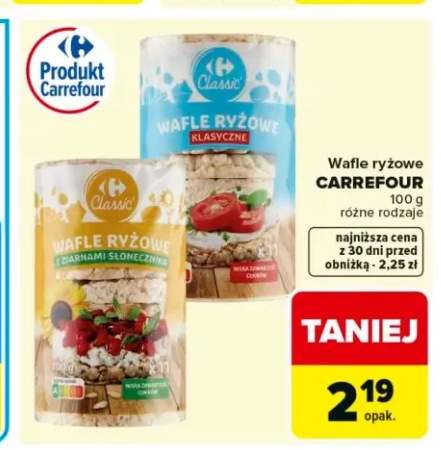Wafle ryżowe z ziarnami słonecznika Carrefour