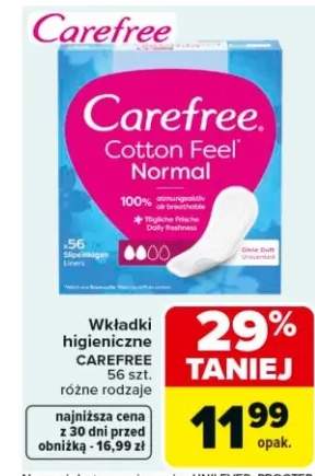 Wkładki higieniczne CAREFREE Cotton Feel Normal