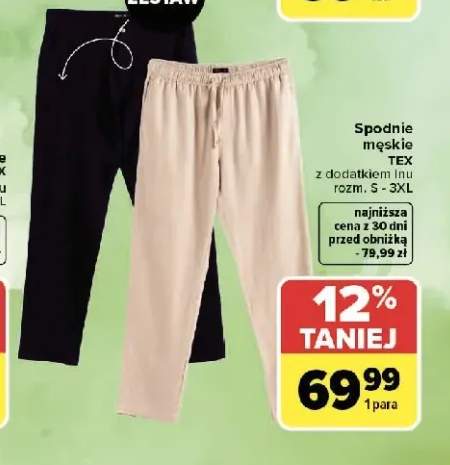 Spodnie męskie TEX z dodatkiem lnu