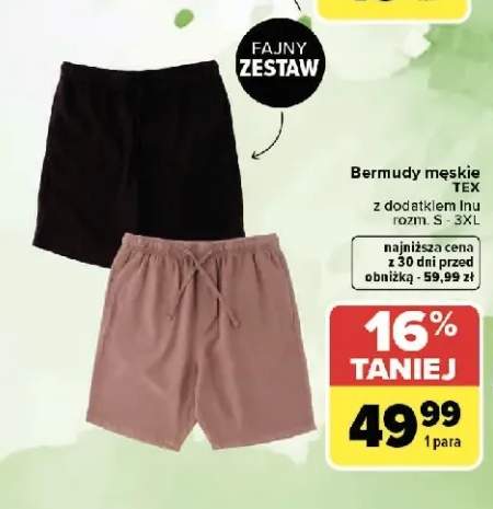 Bermudy męskie TEX z dodatkiem lnu