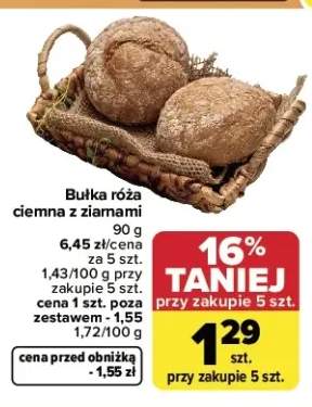 Bułka róża ciemna z ziarnami
