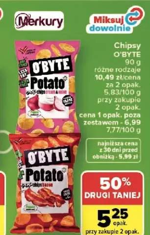 Chipsy O'BYTE Potato cream & onion 90g