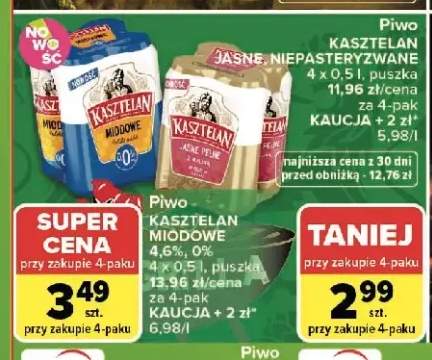 Piwo Kasztelan Jasne Pełne 4-pak 0,5l