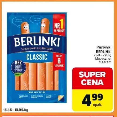 Parówki Berlinki klasyczne 250-270g
