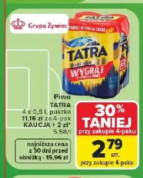 Piwo Tatra Jasne Pełne 4-pak 500 ml