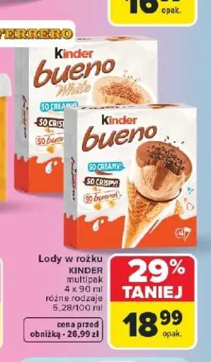 Lody w rożku Kinder Bueno White 4-pak