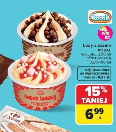 Lody z sosem Koral w kubku