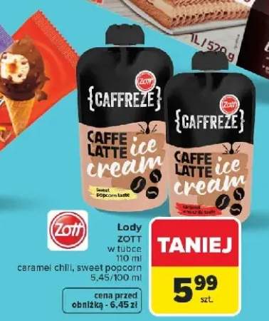 Lody w tubce Zott Caffreze caramel chili
