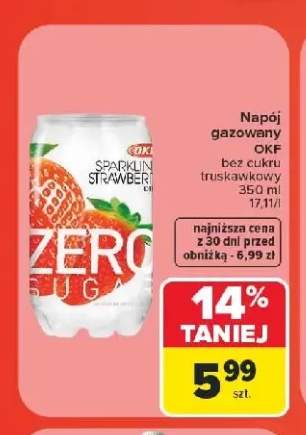Napój gazowany OKF bez cukru truskawkowy