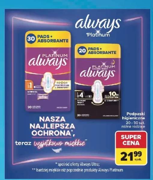 Podpaski higieniczne Always Platinum