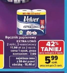 Ręcznik papierowy Velvet Extra Long 2-pak 2-warstwowy