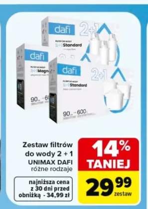 Zestaw filtrów do wody Dafi Unimax Magnesium 2+1