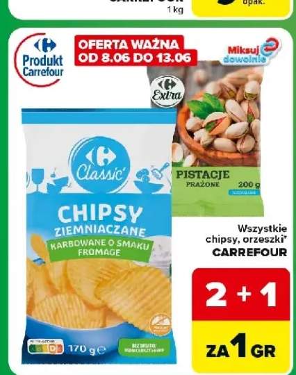 Chipsy ziemniaczane karbowane o smaku fromage Carrefour Classic