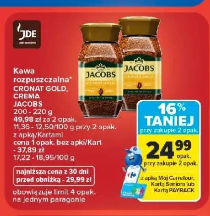 Kawa rozpuszczalna Jacobs Cronat Gold +1 wariant