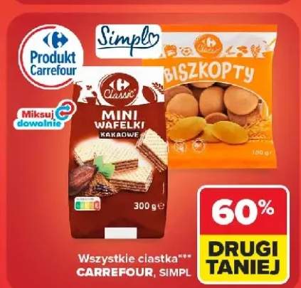 Mini wafelki kakaowe Carrefour Classic +1 wariant