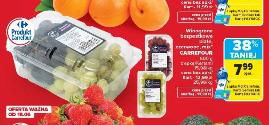 Winogrona bezpestkowe białe Carrefour +2 warianty