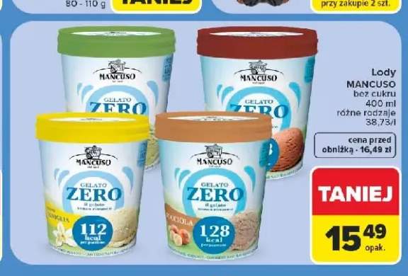 Lody Mancuso Gelato Zero Vaniglia +3 warianty