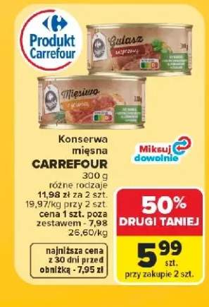 Konserwa mięsna Gulasz wieprzowy Carrefour +1 wariant