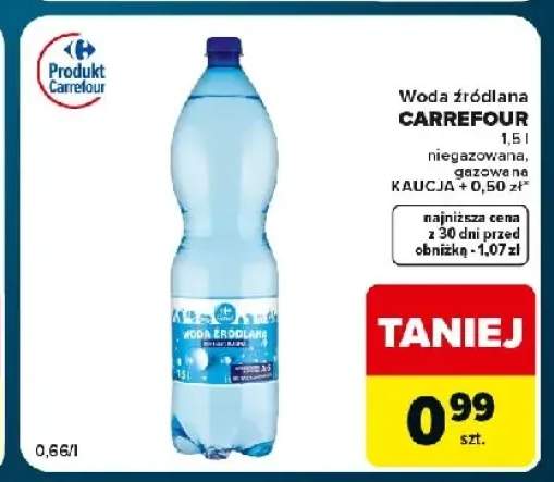 Woda źródlana gazowana Carrefour +1 wariant