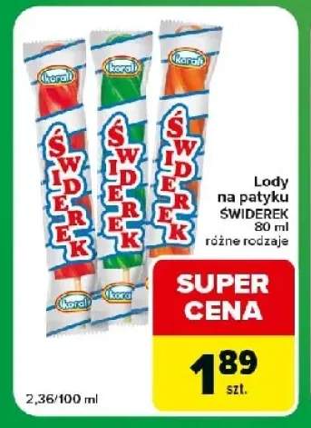 Lody na patyku Świderek Koral