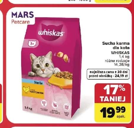 Sucha karma dla kota Whiskas Sterile z kurczakiem